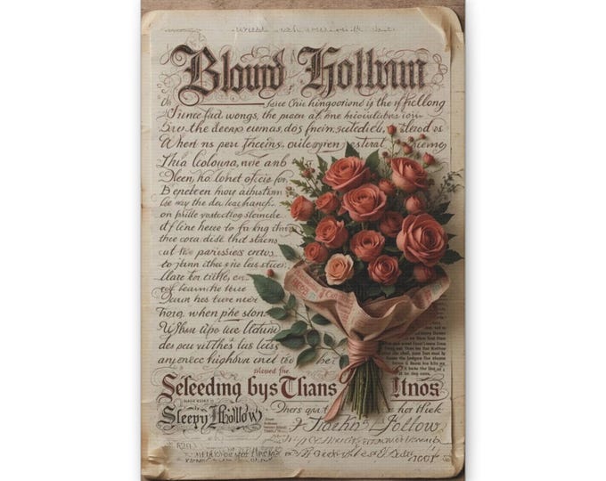 Vintage Floral Bouquet Canvas | Antique Script Wall Art