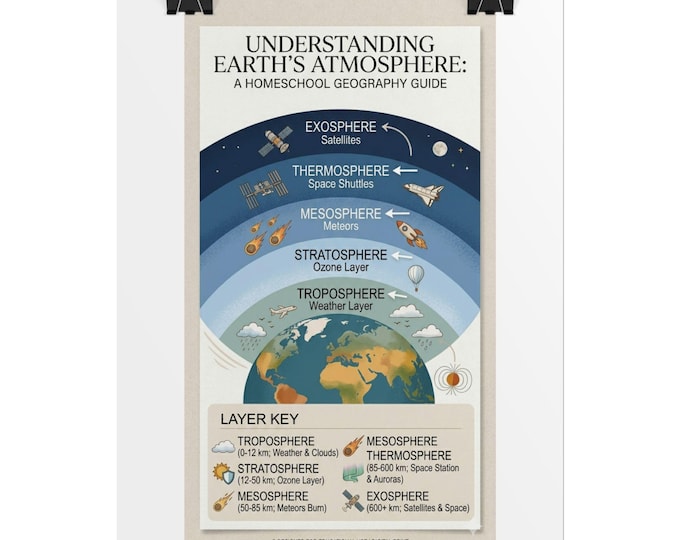 Earth Atmosphere Layers Poster | Homeschool Geography Educational Wall Art