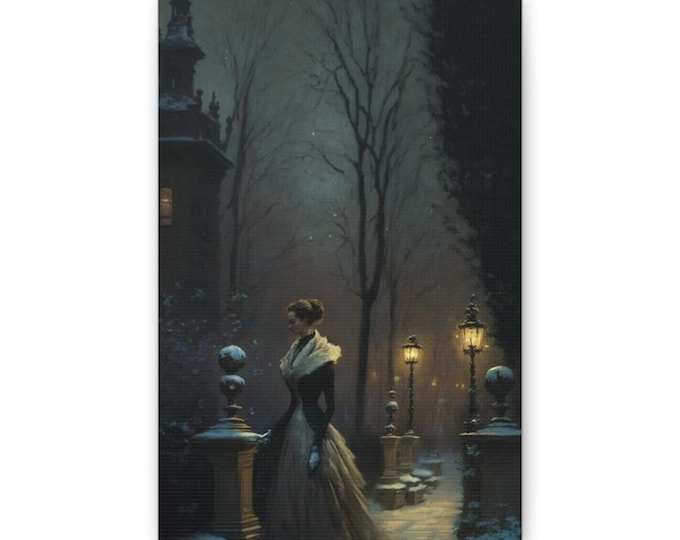 Victorian Lady in Snow Canvas
