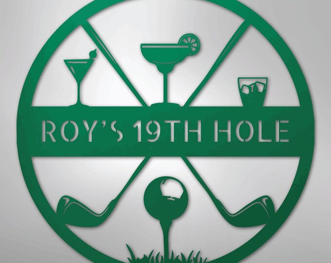19th Hole Casual Monogram - Steel Sign