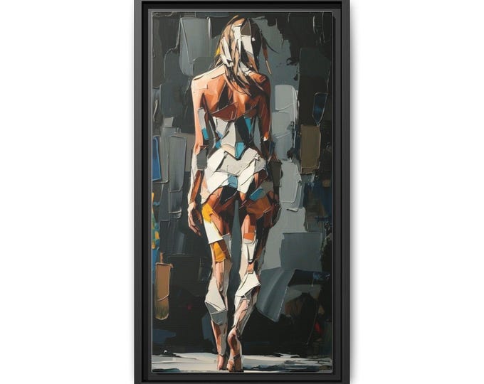 Abstract Figurative Nude Painting Matte Canvas Framed | Modern Wall Art