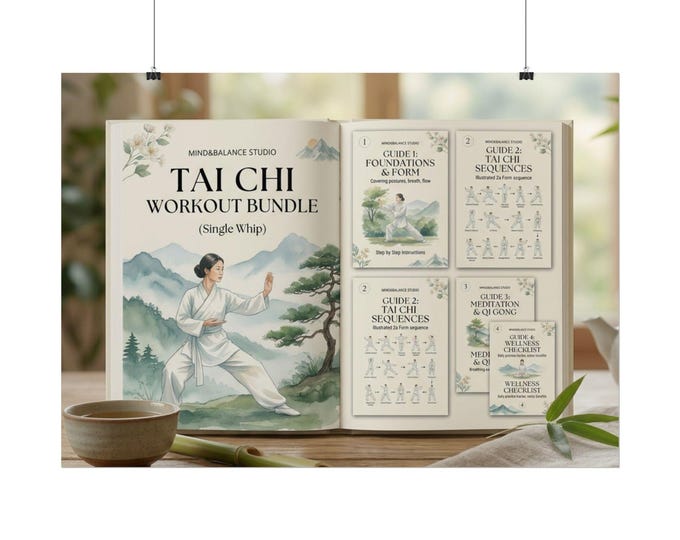 Tai Chi Workout Bundle Rolled Poster | Martial Arts Sequence Wall Art