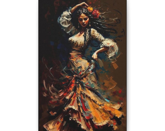 Flamenco Dancer Canvas | Classic Canvas Wall Art, Spanish Dance Portrait