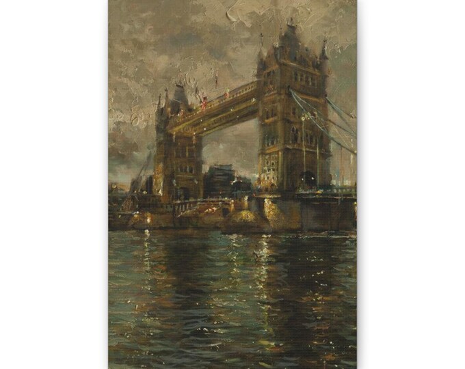 Tower Bridge Painting Canvas | London Cityscape Oil-Style Canvas