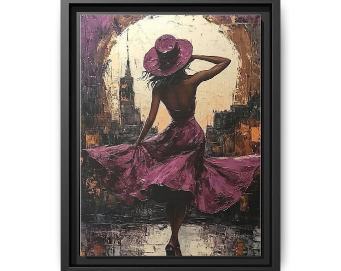Woman in Purple Dress Canvas Framed | Matte Canvas Wall Art