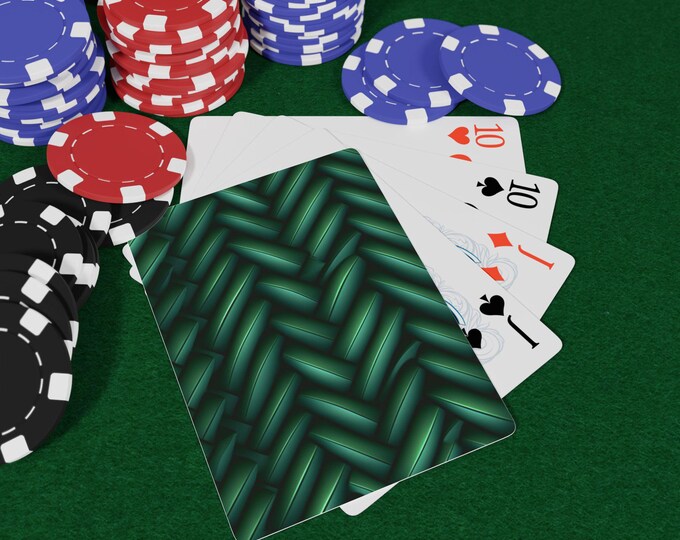Green Woven Pattern Poker Playing Cards | Standard Deck
