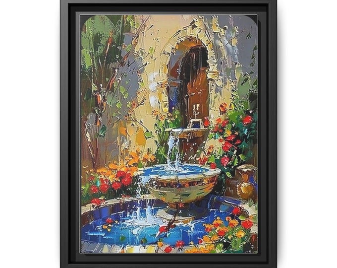 Mediterranean Fountain Painting Canvas