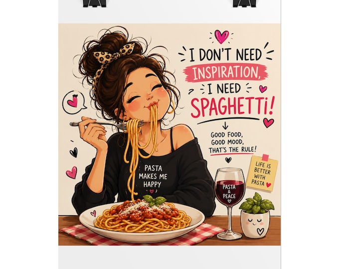 Spaghetti Lover Poster | Funny Pasta Kitchen Wall Art (Rolled Poster)