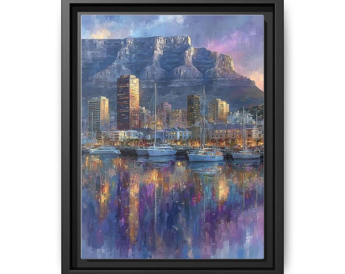 Table Mountain Harbor Sunset Canvas Framed