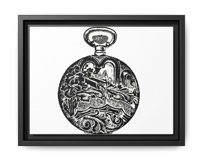 Vintage Pocket Watch Illustration Matte Canvas