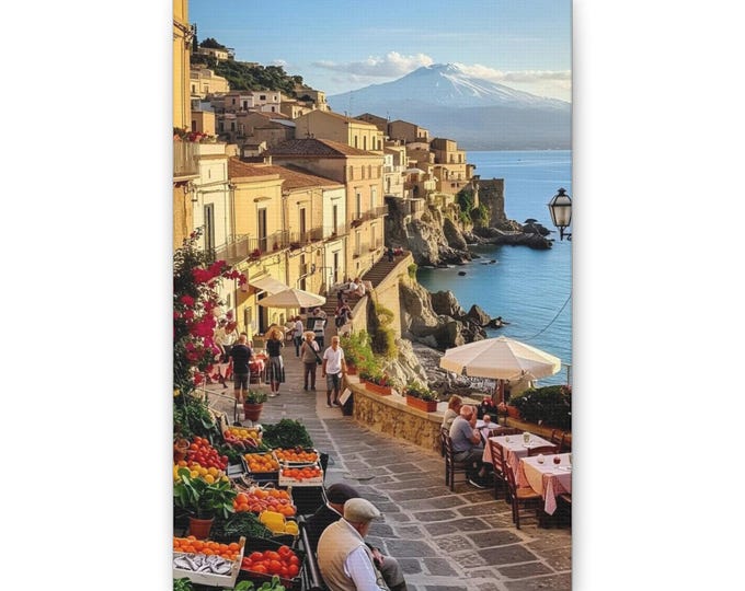 Mediterranean Coastal Market Canvas | Wall Art