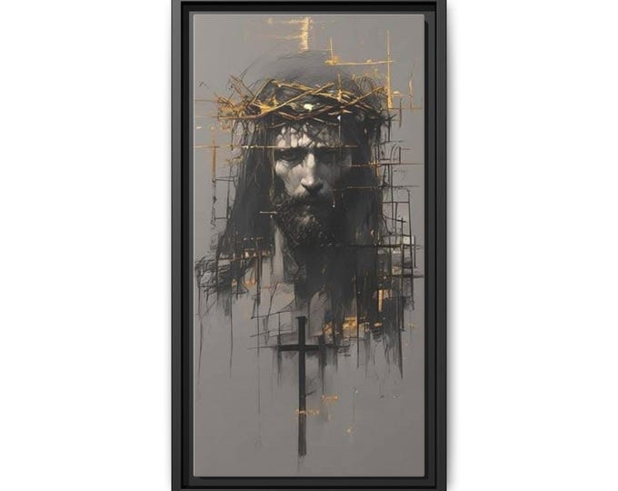 Jesus Portrait Matte Canvas, Framed | Crown of Thorns Wall Art