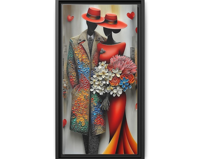 Romantic Couple Painting Canvas Wall Art Framed
