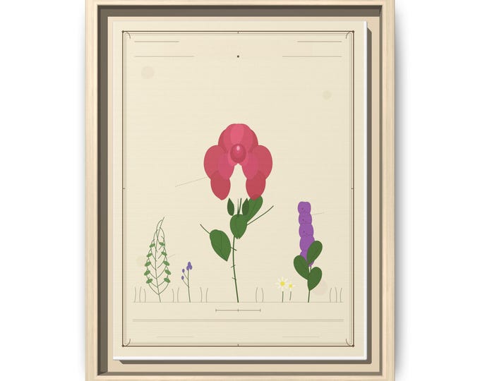 Minimalist Wildflower Illustration Matte Canvas Framed