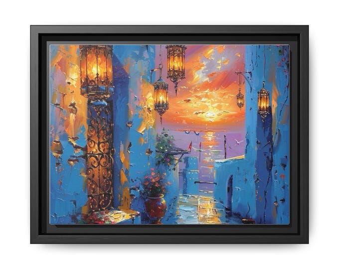 Sunset Mediterranean Alley Matte Canvas Framed
