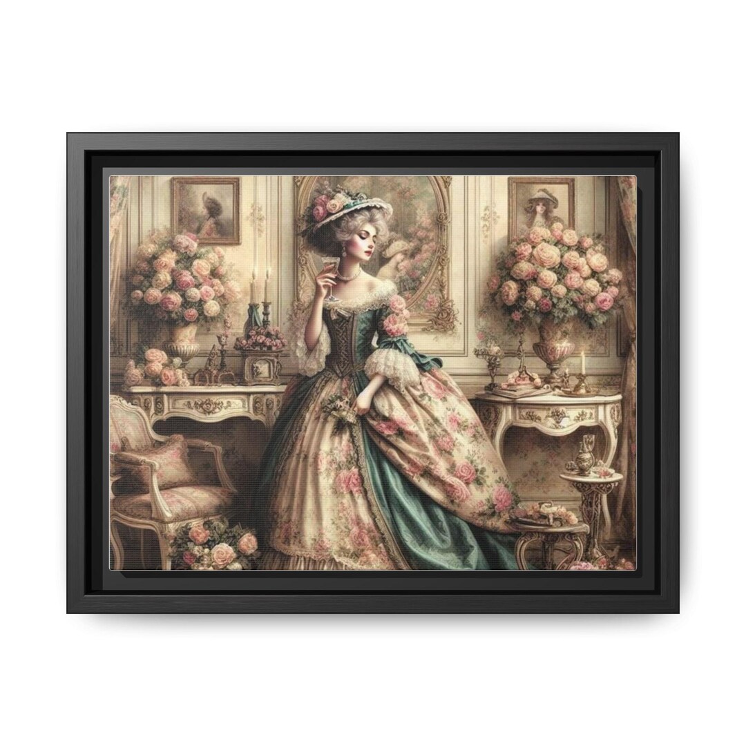 Victorian Lady Portrait Matte Canvas Framed | Vintage Floral Salon Wall ...