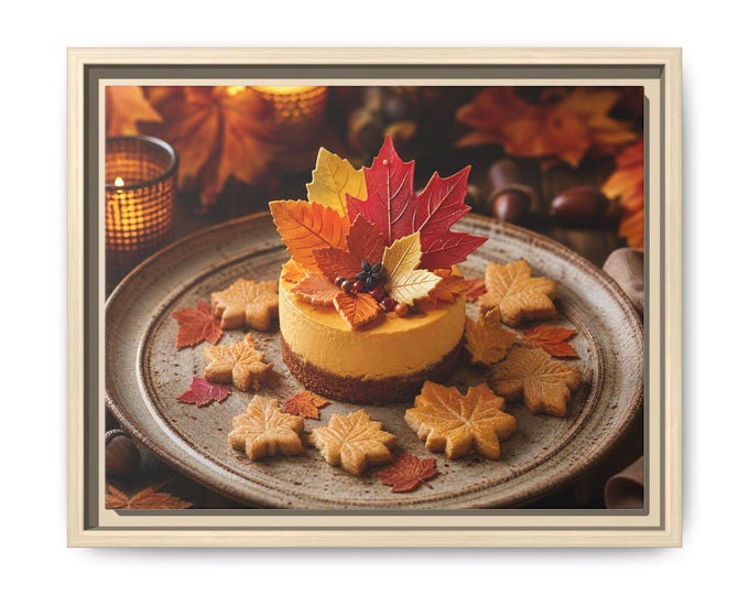 Autumn Leaf Cheesecake Wall Art Matte Canvas, Framed