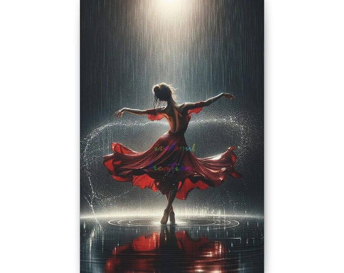 Dancing Woman in Red Dress Canvas | Wall Art