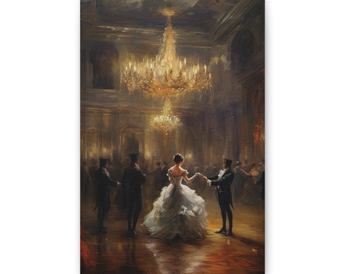 Ballroom Dance Painting Canvas | Elegant Vintage Ball Scene Wall Art