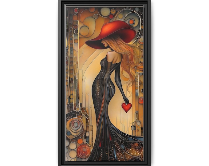 Stylish Woman with Red Hat Canvas