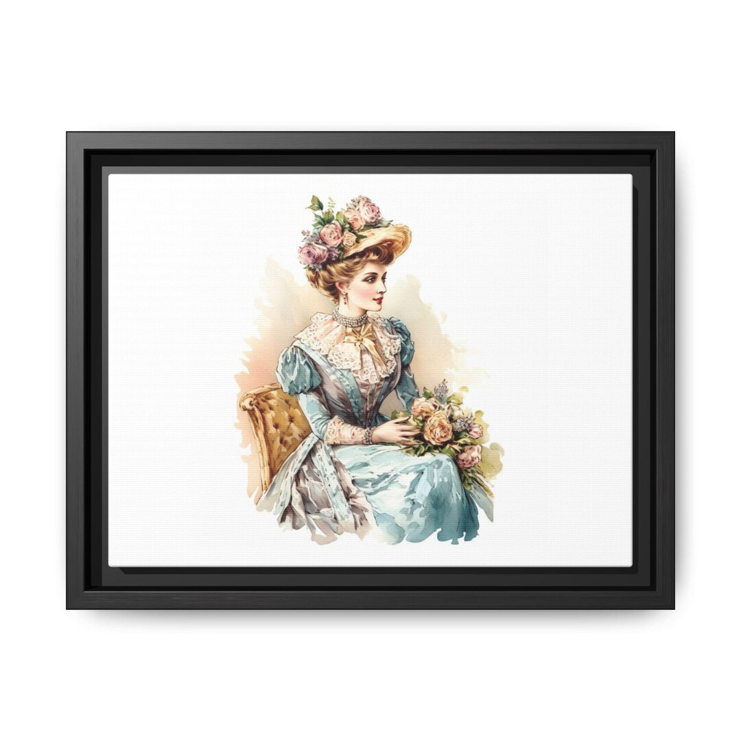 Victorian Lady With Roses Matte Canvas - Etsy