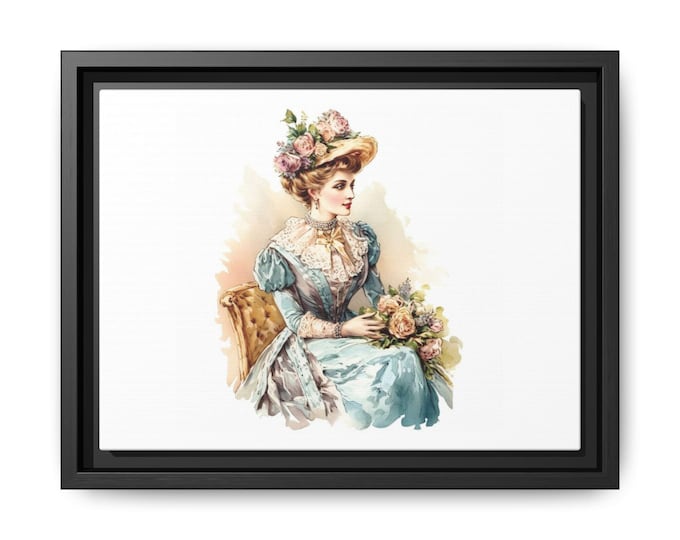 Victorian Lady with Roses Matte Canvas
