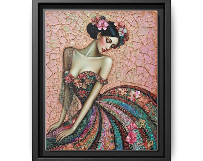 Floral Retro Femme Portrait Canvas