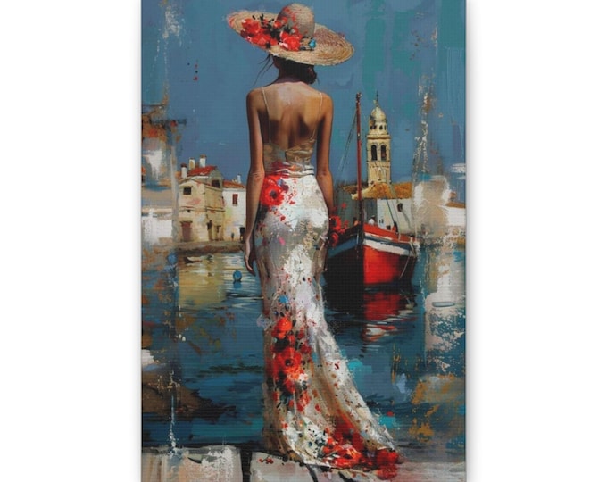 Woman in Floral Dress Canvas
