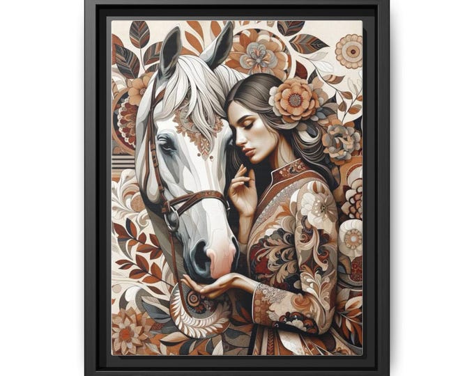 Woman with Horse Portrait Canvas