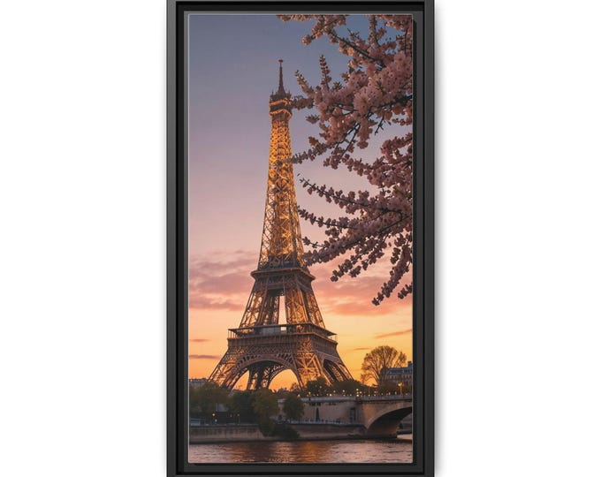Eiffel Tower Sunset Matte Canvas Framed | Paris Landmark Wall Art