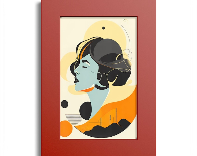 living room art | Modern Abstract Female Portrait Poster | Colored Frame Poster