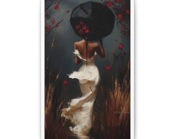 Woman with Umbrella painting Canvas | Romantic Figurative Wall Art