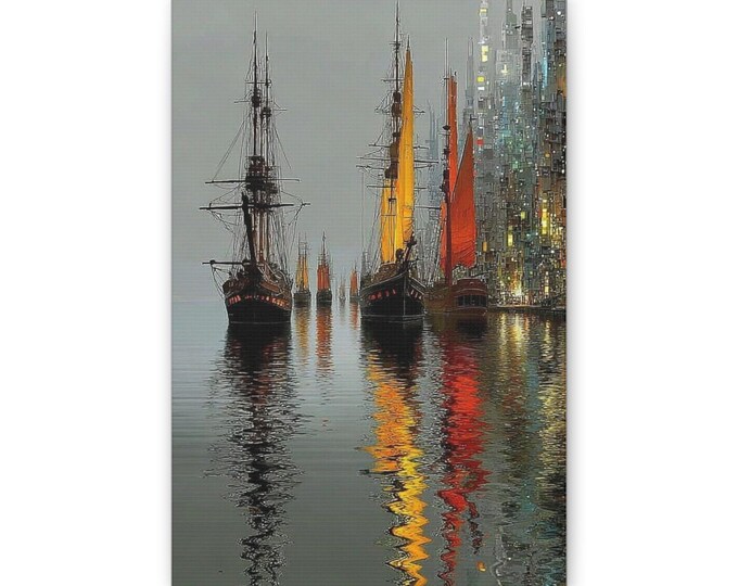 Sailboats at Dusk Canvas