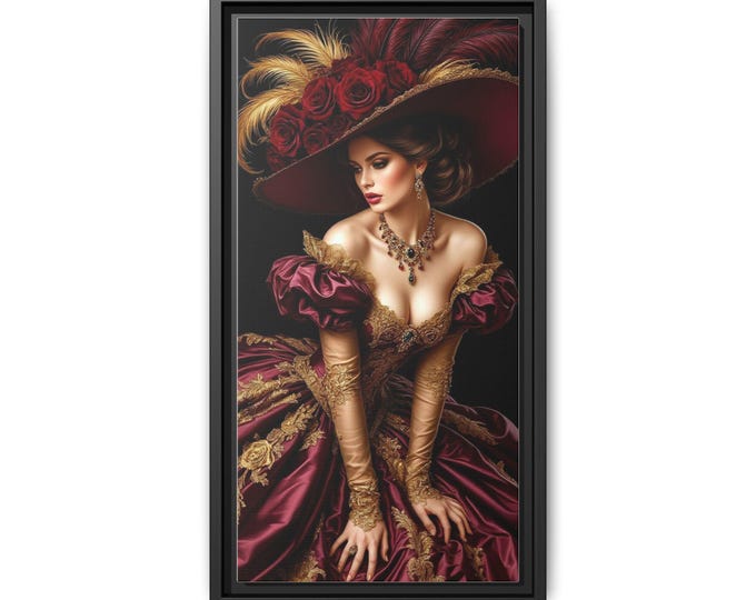 Victorian Lady Portrait Matte Canvas Framed | Elegant Woman Wall Art