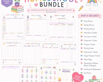 Lehrer-Planer-Paket, Homeshool-Planer-Paket, Homeschool-Organizer, druckbarer Unterrichtsplaner, Schüler-Tracker, Studienplaner