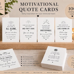 100 Tarjetas con Frases Motivacionales Imprimibles en PDF / Inspiración para el Escritorio / Tarjetas de Afirmaciones Positivas / Tarjetas para Tablero de Visión / Herramienta para la Salud Mental
