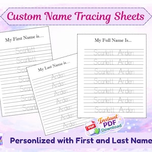 Personalized Name Tracing Worksheet | Preschool Handwriting Practice (PDF Download) | Homeschool Printable (3 sheets included)