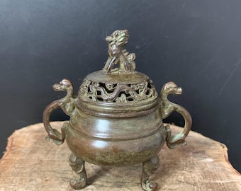 Retro bronzen gesneden wierookbrander Home Ornament