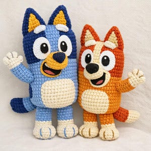 Blue & Orange Puppy Amigurumi Crochet Pattern | Cartoon Dog Plush Toy (PDF Download)