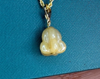 Custom Natural Yellow jadeite Crown flower pendant Burma jadeite jade necklace with gold plated chain