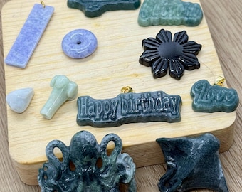Customized Nameplate Grade A Jade Beads Date logo pendant Purple Burma Jadeite Alphabet Charms gift DIY letter Signature Necklace Jewelry