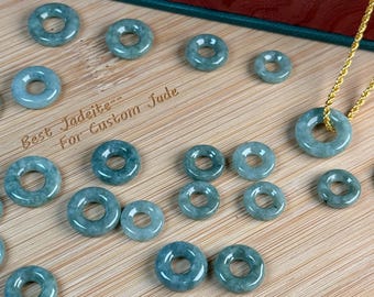 4Size Hot green jadeite Donut beads Burma jadeite round doughnut earrings drop jade necklace