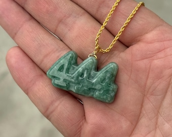 Custom 111 222 333 444 Numner Natural Green Burma jadeite flower pendant jadeite jade necklace with gold plated chain charm