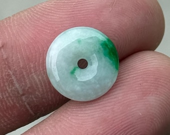 Natural hot green Donut beads white jadeite square Doughnut DIY earrings drop jade