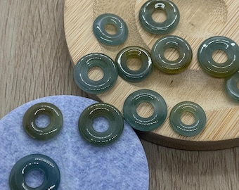 Top Yellow Blue jadeite Guatemala jade donut DIY earrings Doughnut drop