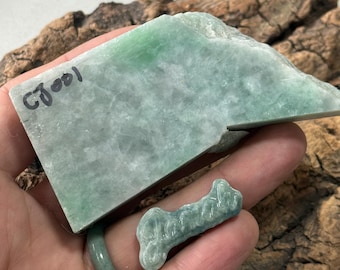 Natural Green Burma Jadeite Slab, Myanmar Gemstone (90x40x16mm)