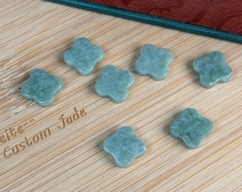 No hole Clover Hot green jadeite flower beads Burma jade DIY earrings drop
