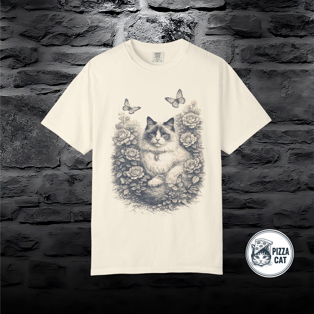 Ragdoll Cat Vintage Shirt, Gentle Cat Illustration, Floral Cat Art T ...