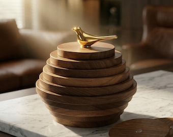 Handcrafted Black Walnut Magnetic Stacking Coasters | Quiet Luxury Sculptural Desk Decor | Japandi Functional Art Executive Gift Earth Day