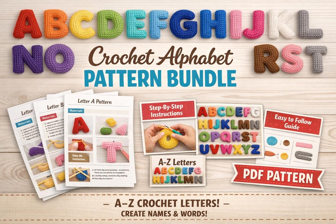 Crochet Alphabet Pattern Bundle PDF, A–Z Amigurumi Letters, Educational ...